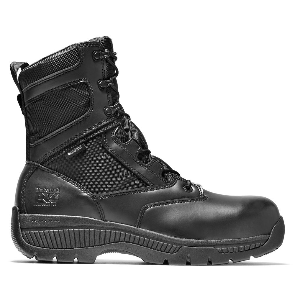 Bocanci Pro Timberland Barbati Negrii - Valor™ Duty 8\" Side-Zip Comp Toe - Romania - WSGUMY201